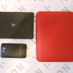 Three devices protected by BodyGuardz Carbon Fiber Armor