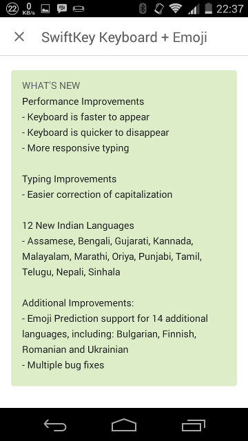 swiftkey update changelog